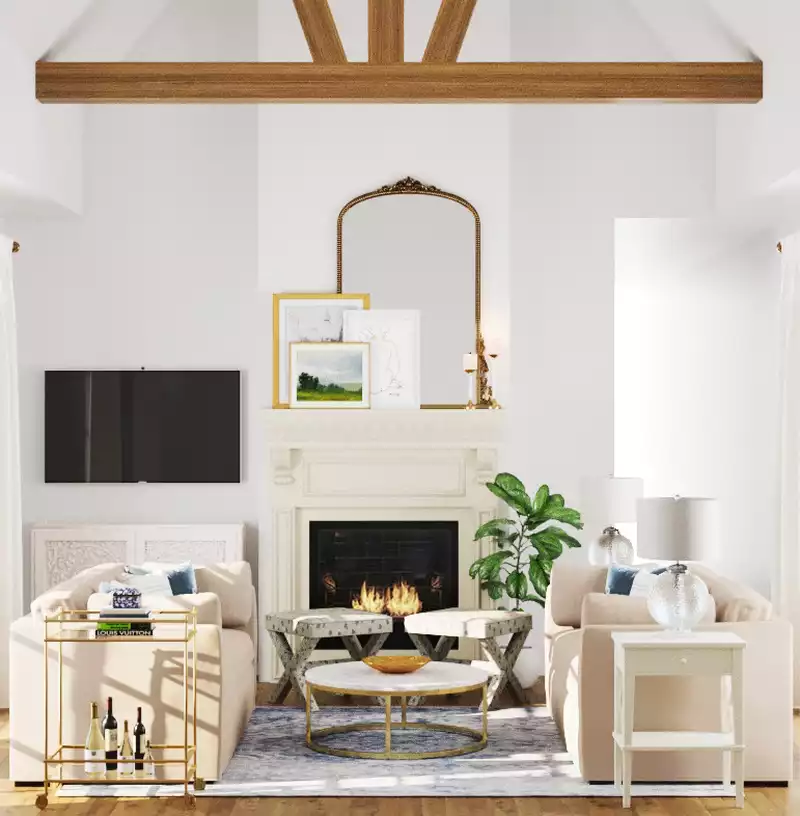 Classic, Coastal, Preppy Living Room Design by Havenly Interior Designer Vivian