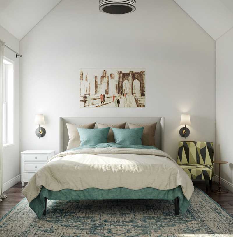 Farmhouse, Midcentury Modern Bedroom Design by Havenly Interior Designer Kyla