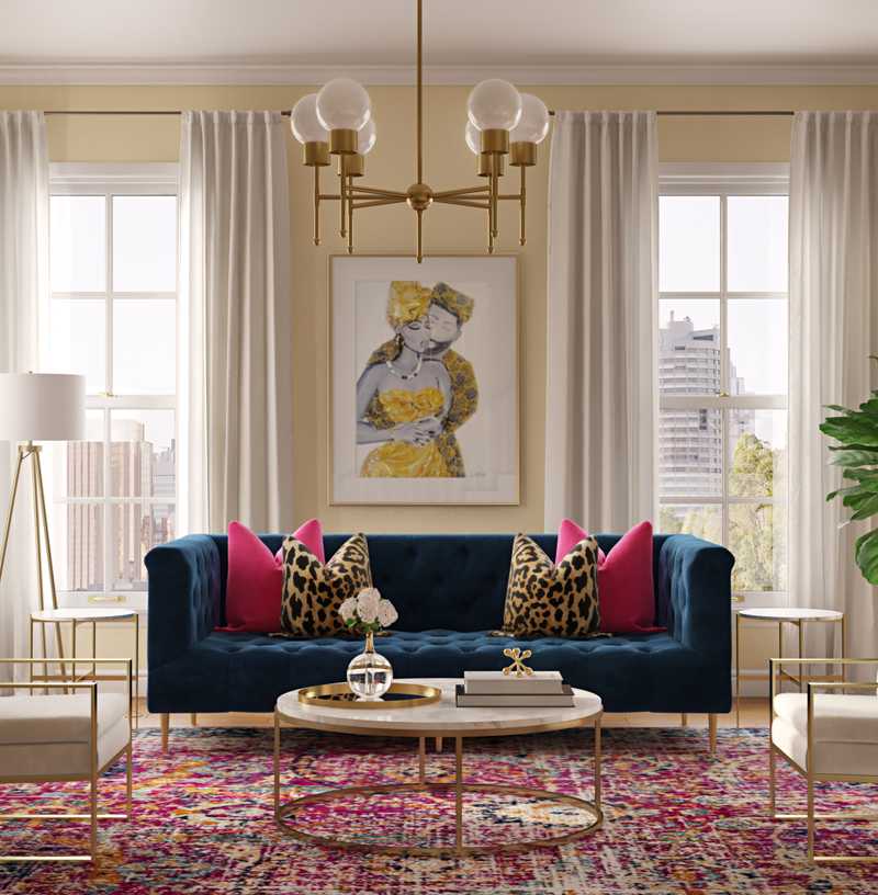 Eclectic, Glam Living Room Design by Havenly Interior Designer Shameika