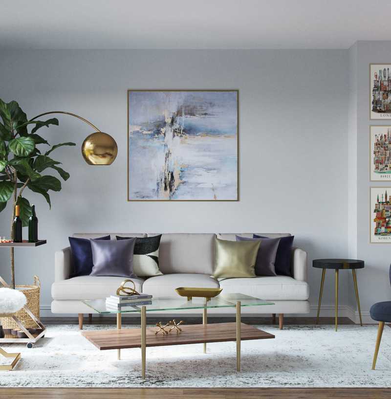 Eclectic, Bohemian, Glam, Midcentury Modern Living Room Design by Havenly Interior Designer Ghianella