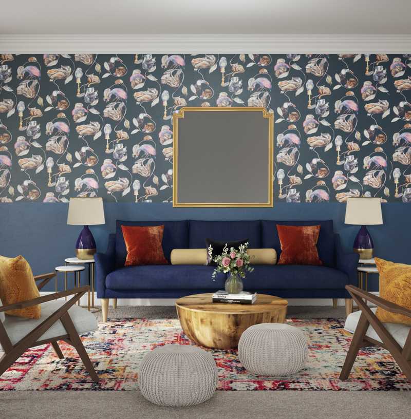 Bohemian, Glam Living Room Design by Havenly Interior Designer Jenna