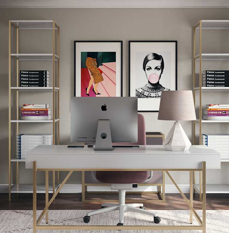 Contemporary, Eclectic, Glam Office Design by Havenly Interior Designer Erin