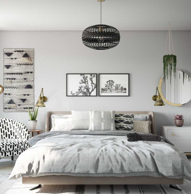 Contemporary, Bohemian, Industrial, Midcentury Modern Bedroom Design by Havenly Interior Designer Britney