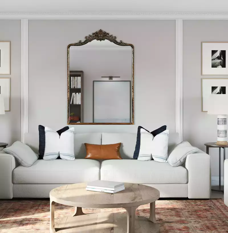 Modern, Classic, Coastal, Glam, Transitional, Preppy Living Room Design by Havenly Interior Designer Amanda