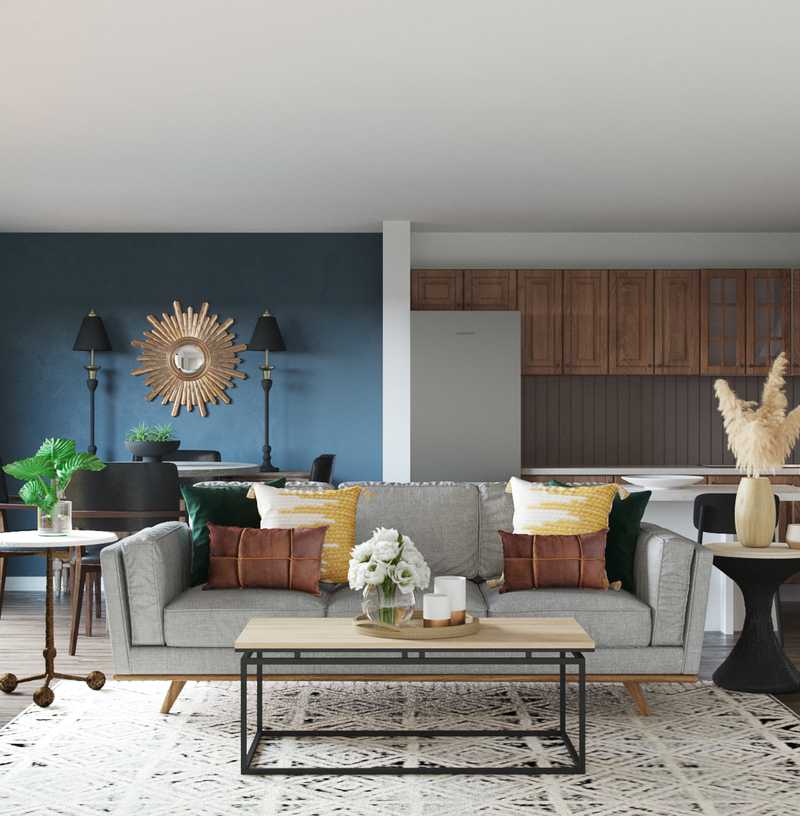 Modern, Eclectic, Midcentury Modern Living Room Design by Havenly Interior Designer Fendy