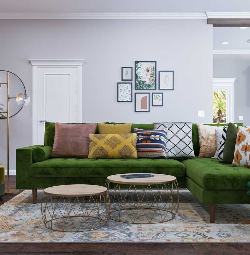 Eclectic, Bohemian, Midcentury Modern Living Room Design by Havenly Interior Designer Lena