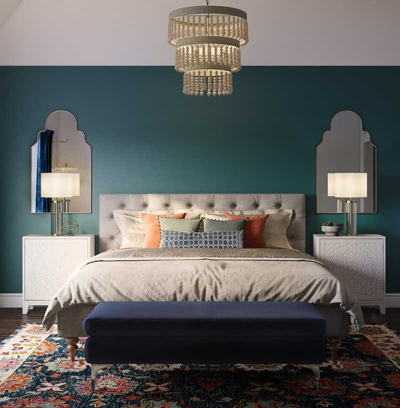 Eclectic, Bohemian, Glam Bedroom Design by Havenly Interior Designer Aleena