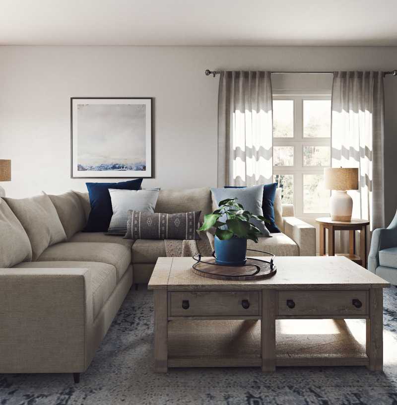 Bohemian, Farmhouse, Transitional, Scandinavian Living Room Design by Havenly Interior Designer Hayley