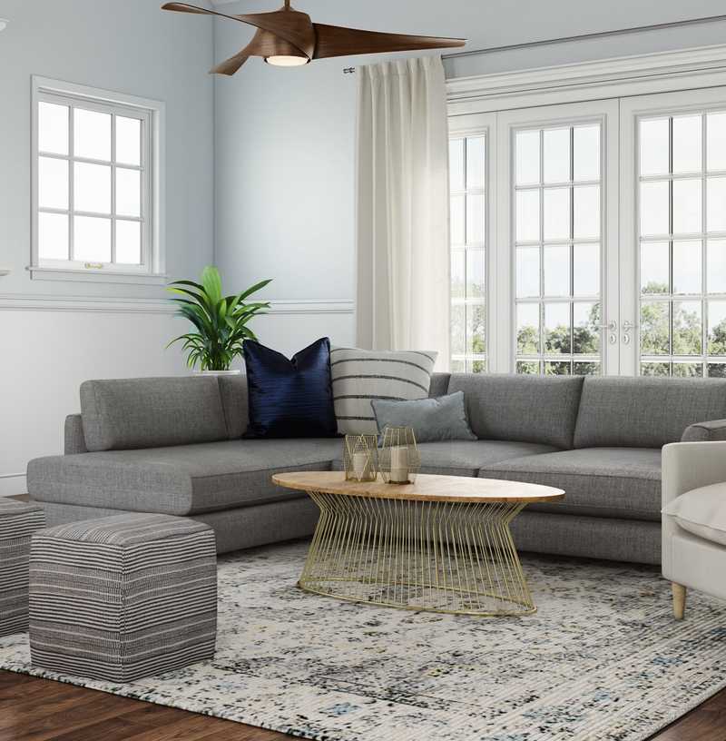 Coastal, Farmhouse Living Room Design by Havenly Interior Designer Cheyenne