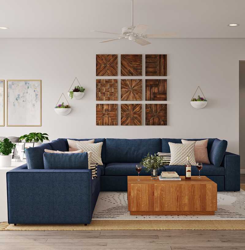 Classic, Bohemian Living Room Design by Havenly Interior Designer Brady