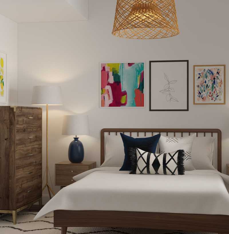 Eclectic, Bohemian, Midcentury Modern Bedroom Design by Havenly Interior Designer Isabella