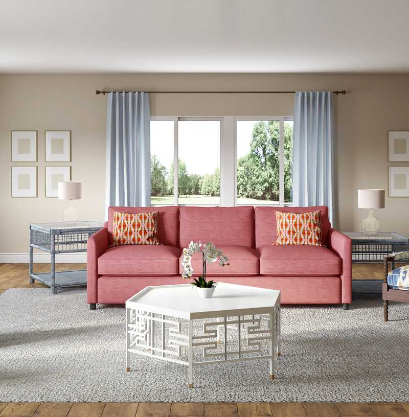 Transitional, Preppy Living Room Design by Havenly Interior Designer Paige