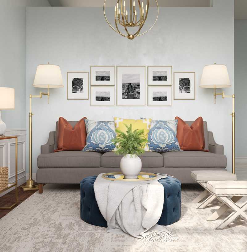 Classic, Glam, Preppy Living Room Design by Havenly Interior Designer Kaity