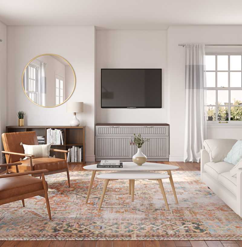 Bohemian, Midcentury Modern Living Room Design by Havenly Interior Designer Aurelie