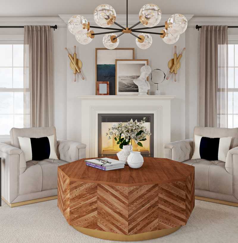 Modern, Eclectic, Glam, Midcentury Modern Living Room Design by Havenly Interior Designer Kacey