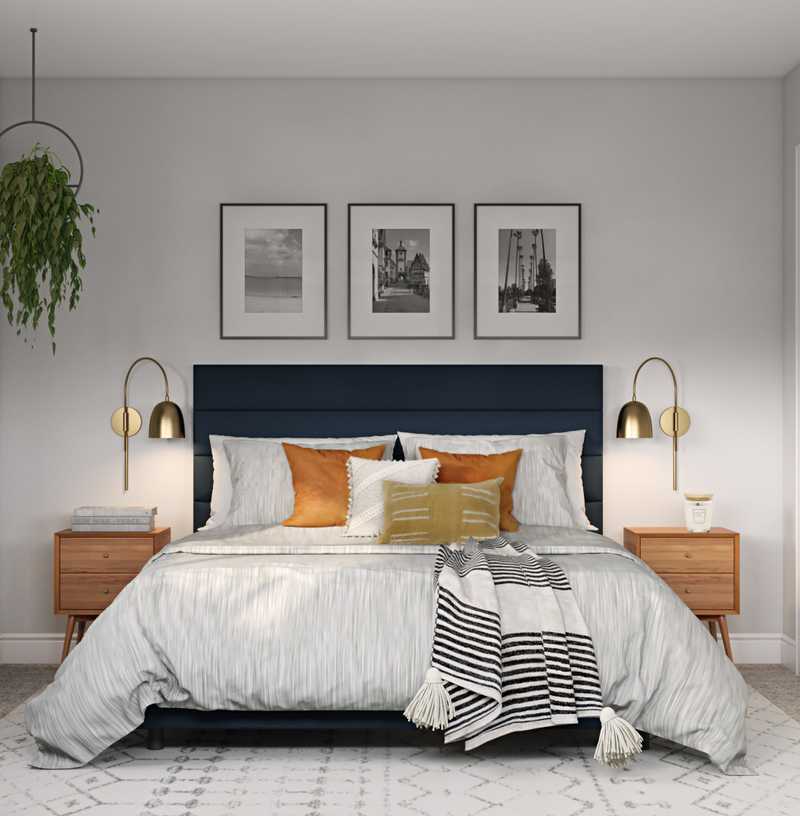Bohemian, Midcentury Modern, Scandinavian Bedroom Design by Havenly Interior Designer Diana