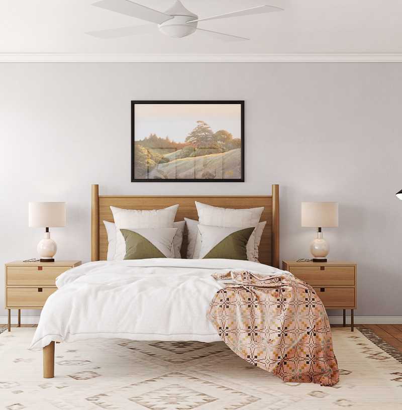 Bohemian, Midcentury Modern Bedroom Design by Havenly Interior Designer Katie