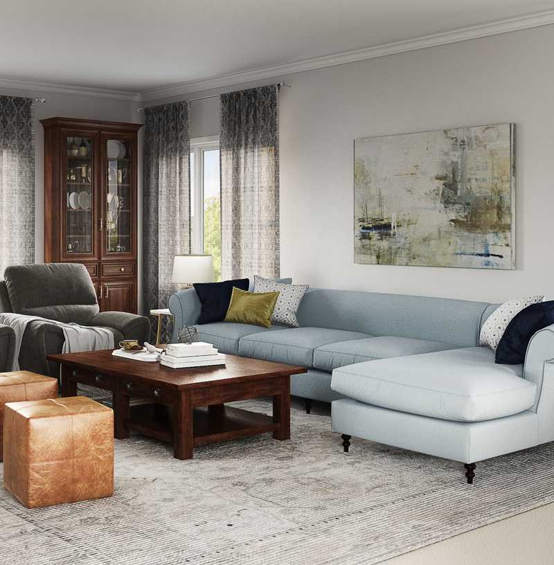 Coastal, Farmhouse Living Room Design by Havenly Interior Designer Yoseika