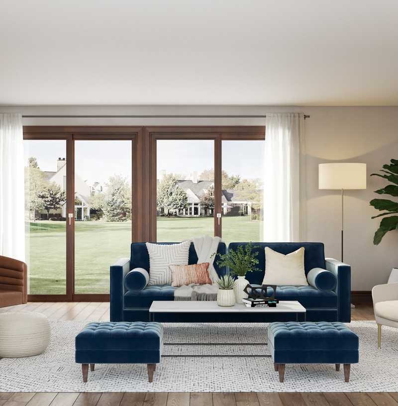 Bohemian, Midcentury Modern, Minimal Living Room Design by Havenly Interior Designer Chelsea