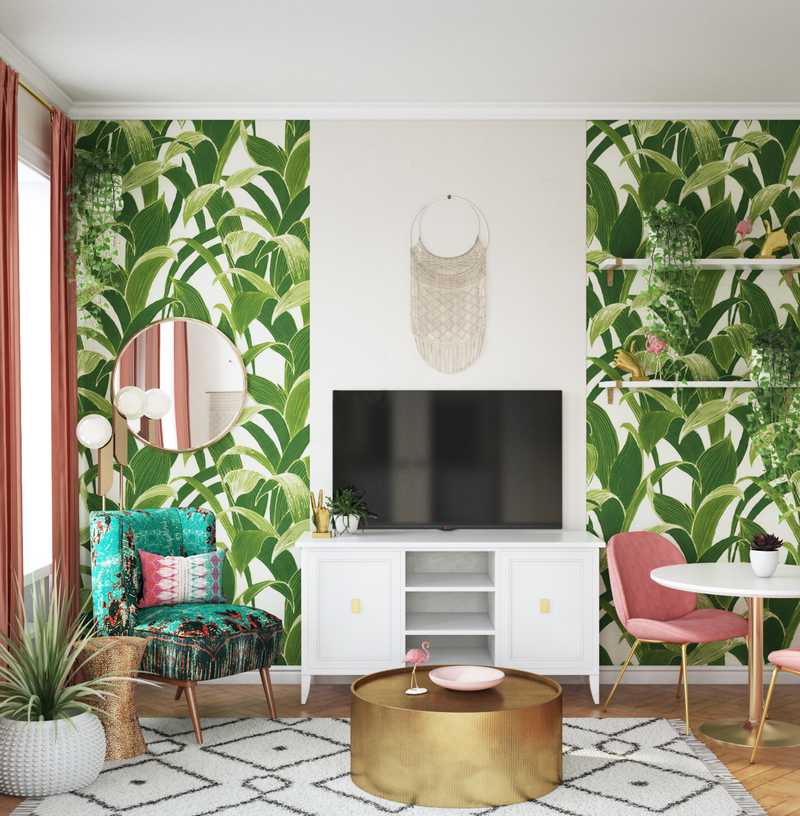 Bohemian, Glam Living Room Design by Havenly Interior Designer Levi