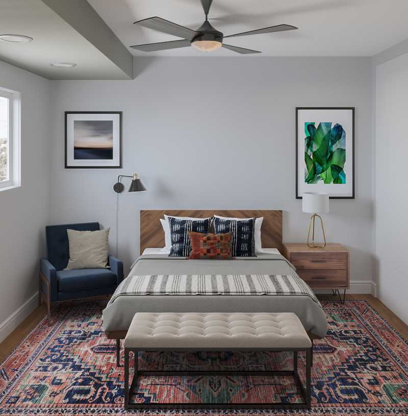 Bohemian, Midcentury Modern Bedroom Design by Havenly Interior Designer Michelle