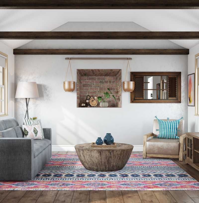 Eclectic, Bohemian, Vintage Living Room Design by Havenly Interior Designer Katie