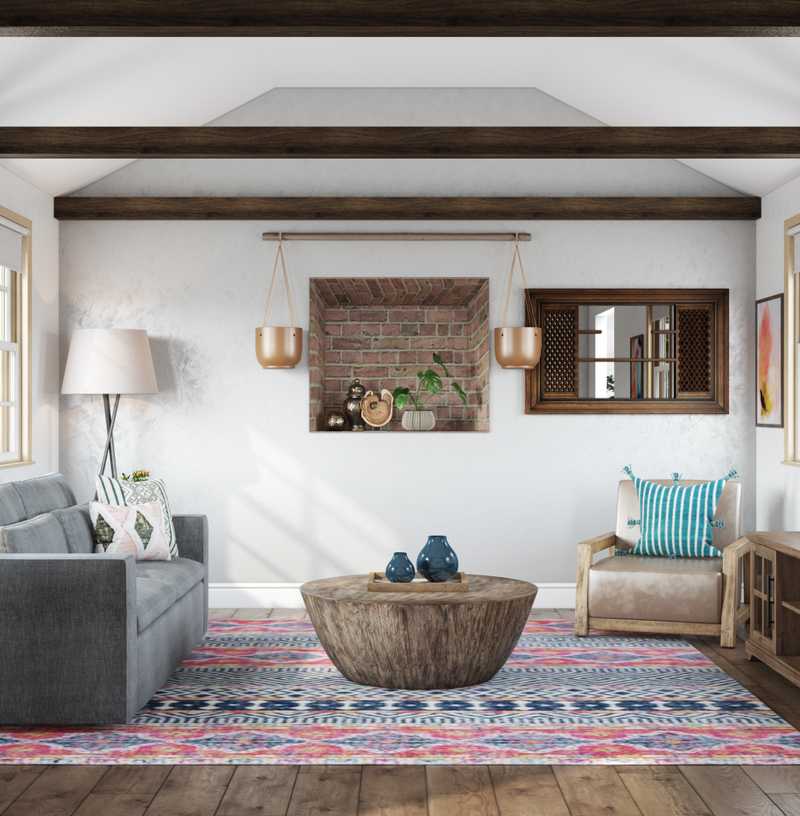 Eclectic, Bohemian, Vintage Living Room Design by Havenly Interior Designer Katie