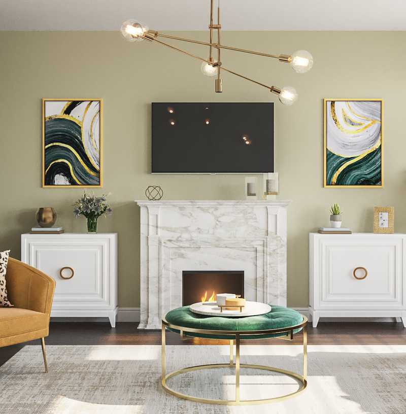 Modern, Glam, Transitional, Midcentury Modern Living Room Design by Havenly Interior Designer Emily