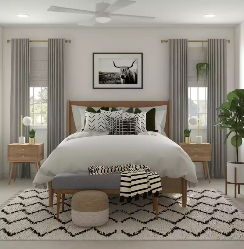 Eclectic, Bohemian, Glam, Global, Midcentury Modern Bedroom Design by Havenly Interior Designer Danielle