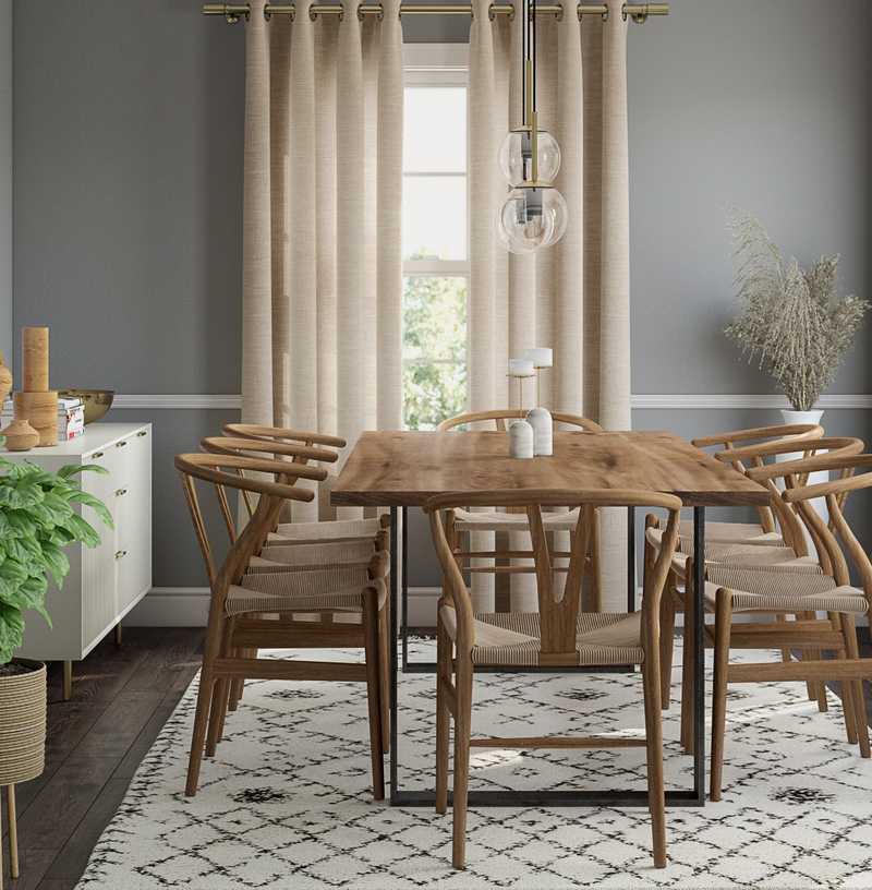 Bohemian, Midcentury Modern Dining Room Design by Havenly Interior Designer Melissa