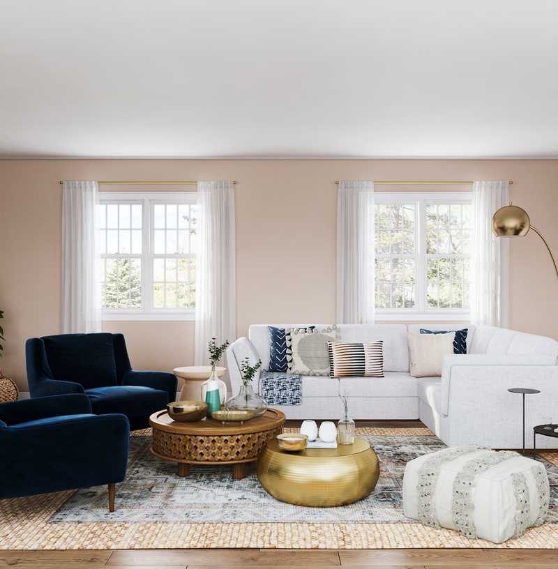 Coastal Living Room Design by Havenly Interior Designer Ghianella