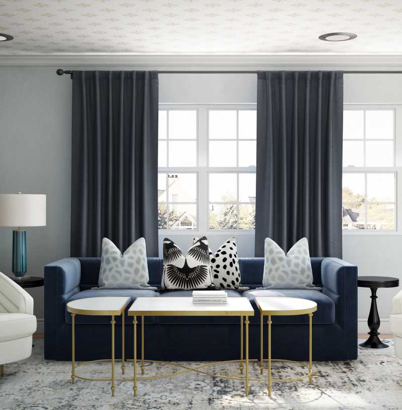 Glam, Transitional Living Room Design by Havenly Interior Designer Abi