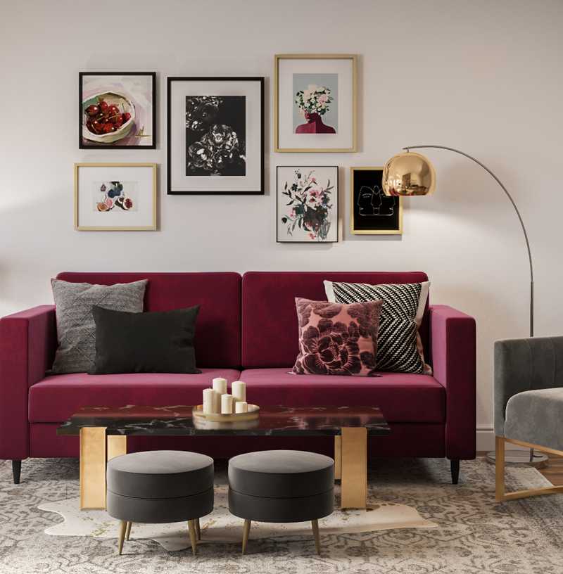 Modern, Glam, Vintage Living Room Design by Havenly Interior Designer Madison