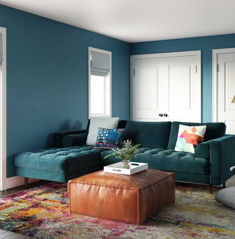 Modern, Eclectic, Bohemian, Glam, Midcentury Modern Living Room Design by Havenly Interior Designer Nicola