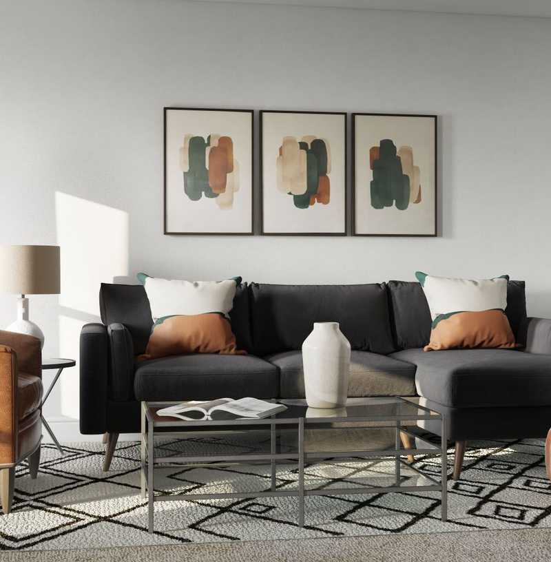 Bohemian, Midcentury Modern Living Room Design by Havenly Interior Designer Allison