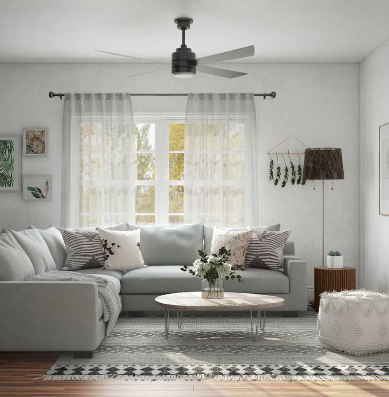 Bohemian, Midcentury Modern Living Room Design by Havenly Interior Designer Austin