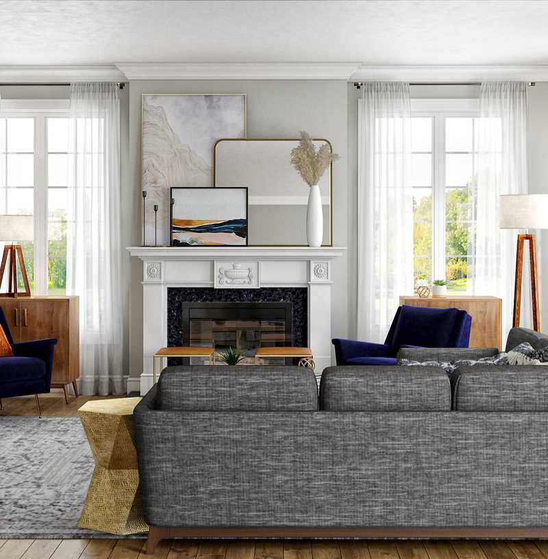 Modern, Bohemian, Transitional, Midcentury Modern Living Room Design by Havenly Interior Designer Julie