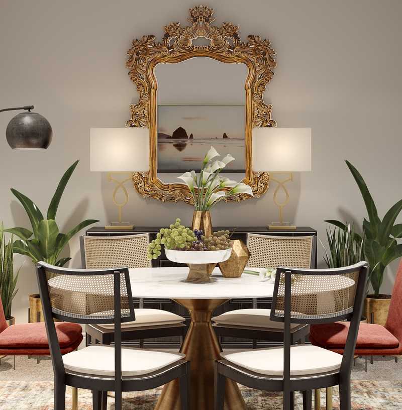 Bohemian, Midcentury Modern Dining Room Design by Havenly Interior Designer Ghianella