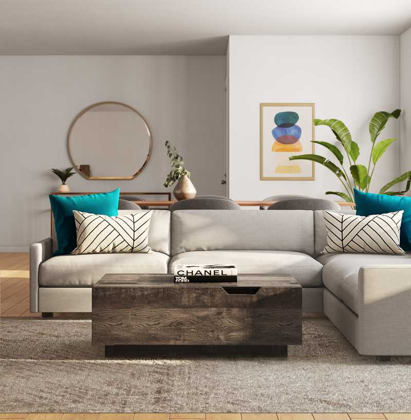 Glam, Midcentury Modern Living Room Design by Havenly Interior Designer Sarah