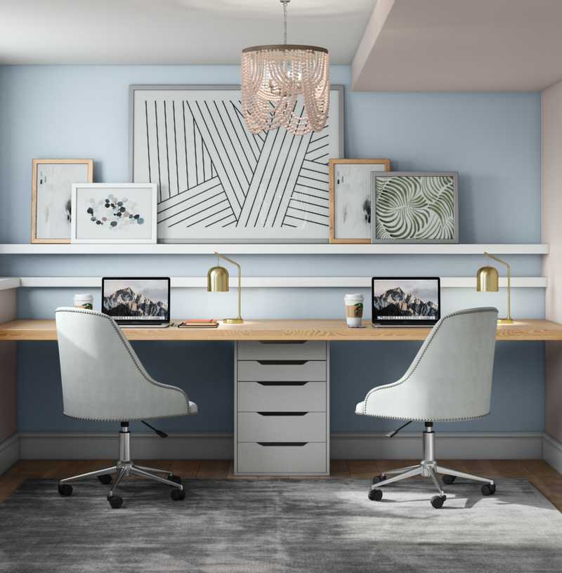 Contemporary, Modern, Coastal, Farmhouse, Transitional Office Design by Havenly Interior Designer Elizabeth