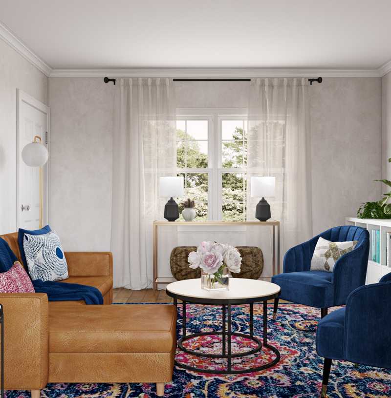 Modern, Eclectic, Glam Living Room Design by Havenly Interior Designer Kacey