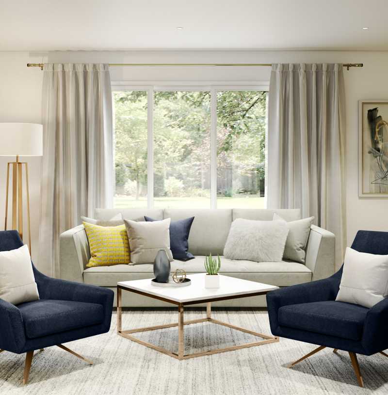 Contemporary Living Room Design by Havenly Interior Designer Karen