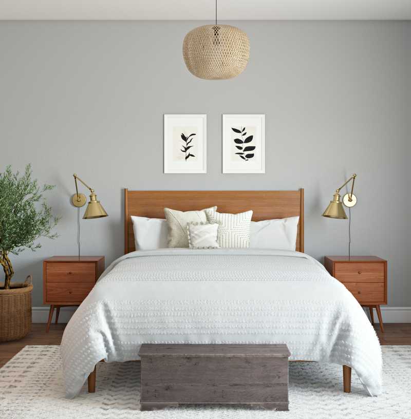 Bohemian, Midcentury Modern Bedroom Design by Havenly Interior Designer Chelsea