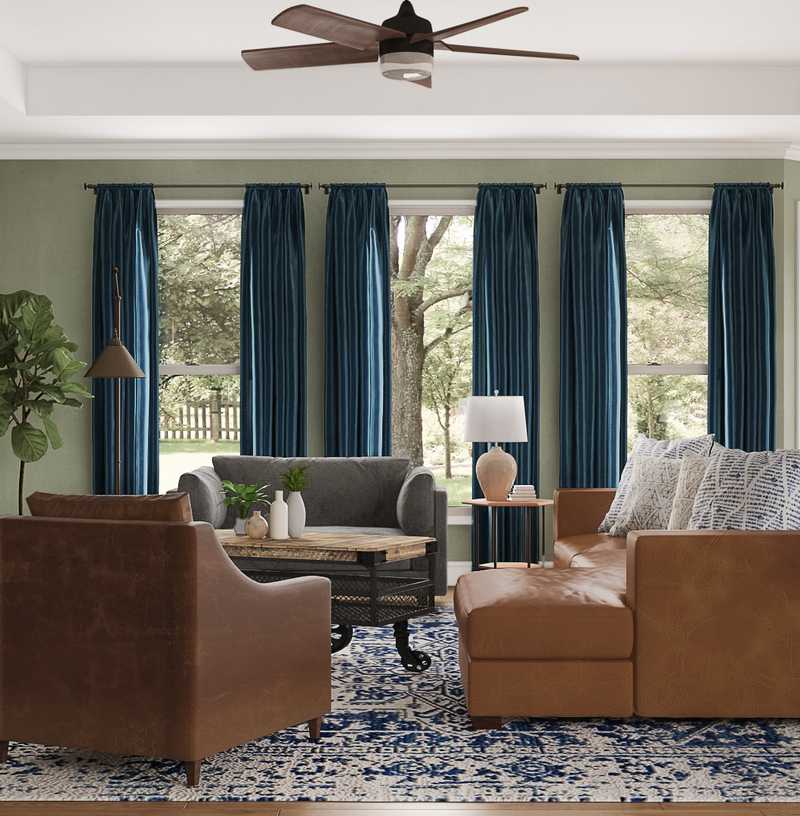 Industrial, Farmhouse Living Room Design by Havenly Interior Designer Samantha