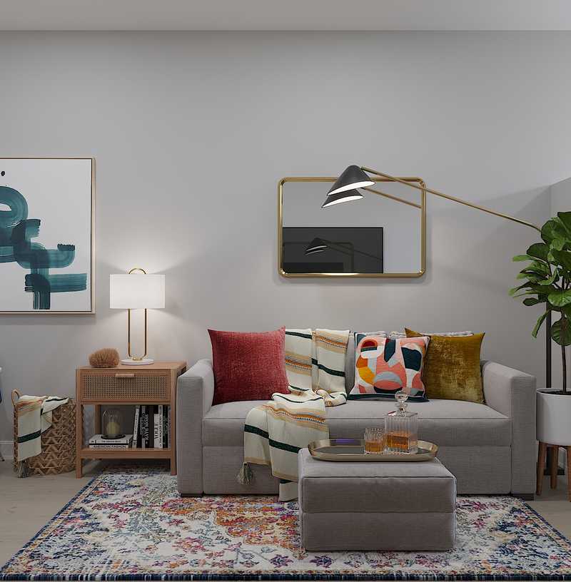 Bohemian, Midcentury Modern Living Room Design by Havenly Interior Designer Justin