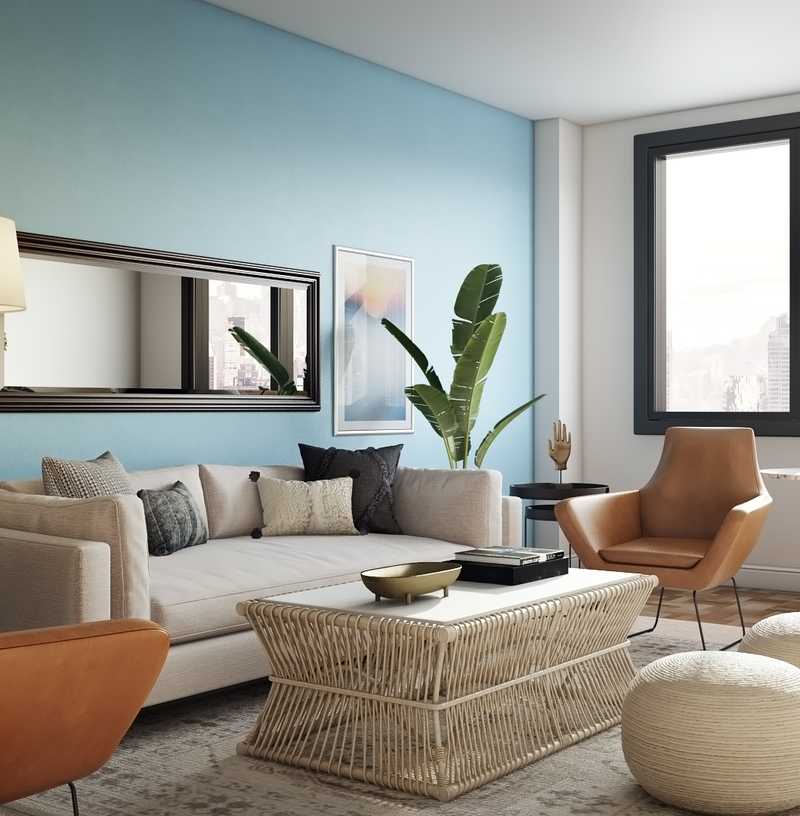 Modern, Eclectic, Coastal Living Room Design by Havenly Interior Designer Michelle