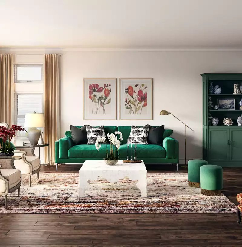 Eclectic, Traditional Living Room Design by Havenly Interior Designer Levi
