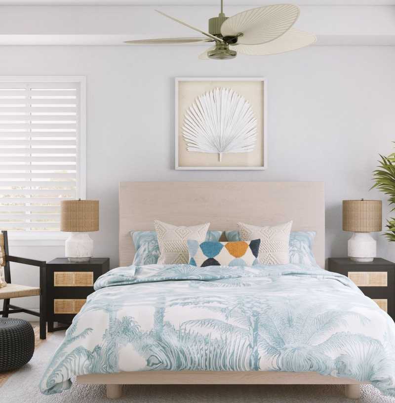 Bohemian, Coastal Bedroom Design by Havenly Interior Designer Danielle