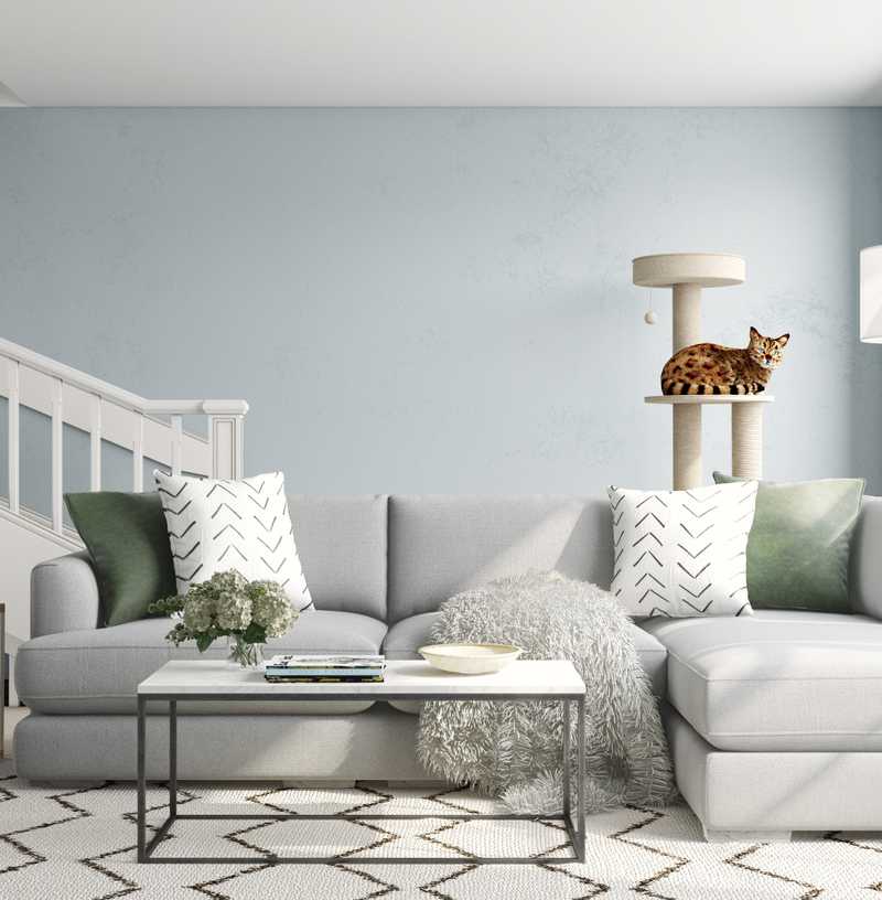 Bohemian, Midcentury Modern Living Room Design by Havenly Interior Designer Jamie