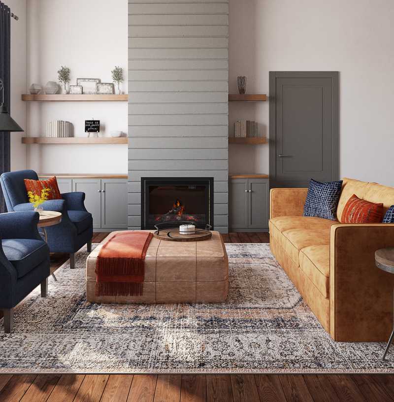Industrial, Farmhouse Living Room Design by Havenly Interior Designer Emma